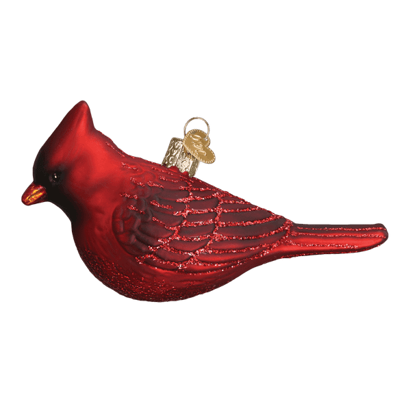 Old World Northern Cardinal Glass Christmas Ornament 