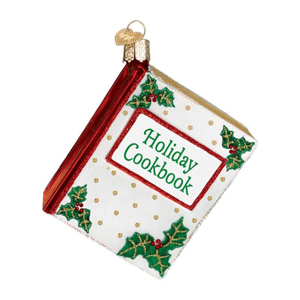 Old World Holiday Cookbook Glass Christmas Ornament 
