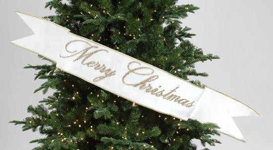 White Merry Christmas Banner 4"X36" 