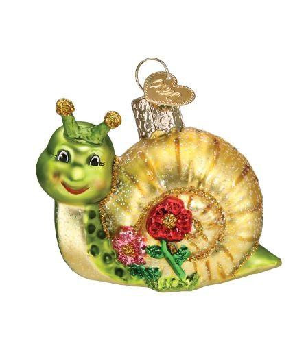 Old World Smiley Snail Glass Christmas Ornament 