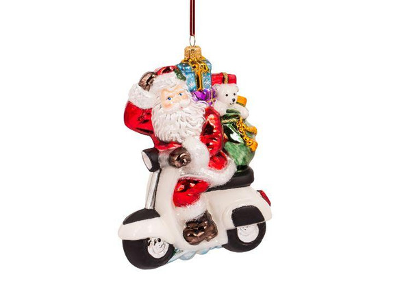 Huras Family Santa Speeding on His Vespa Ornament 