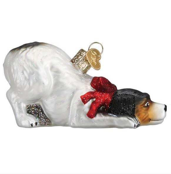 Old World Norman Rockwell Signature Dog Glass Christmas Ornament 