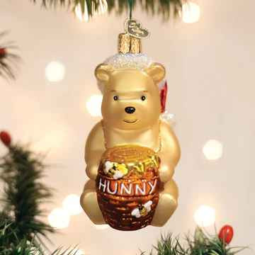 Old World Winnie-The-Pooh Glass Christmas Ornament 