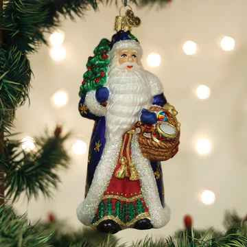 Old World Regal Father Christmas Glass Christmas Ornament 