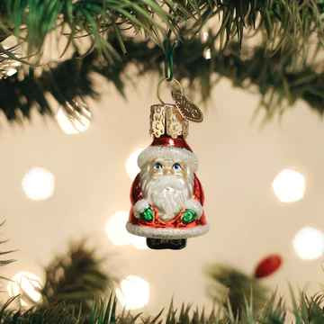 Old World Mini Santa Glass Christmas Ornament 