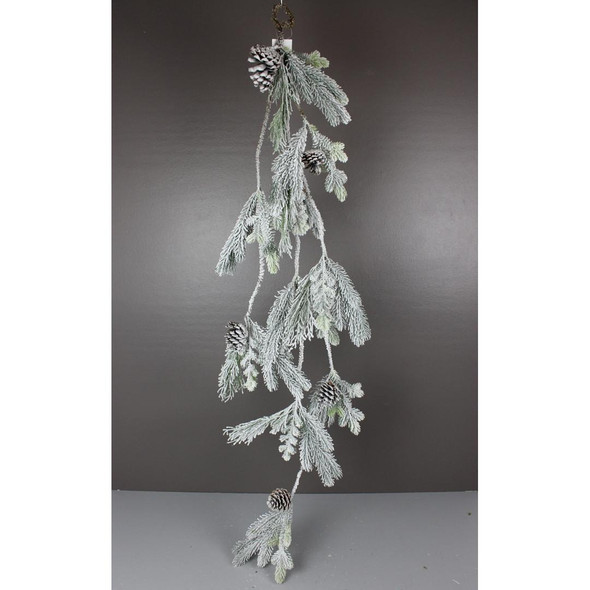 Snowy Pine with Cones Hanging Swag 