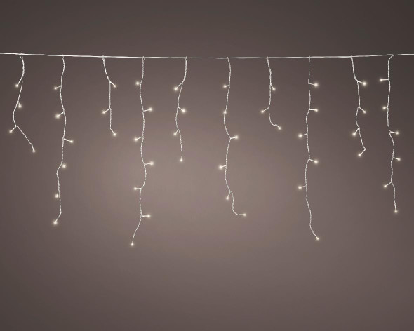 LED Warm White 24.1ft. Connectable Icicle Light Set With White Wire 
