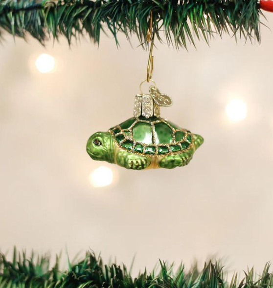Old World Small Turtle Glass Christmas Ornament 