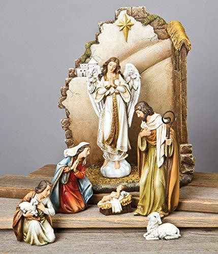 7-Piece Nativity Set with Back Wall 