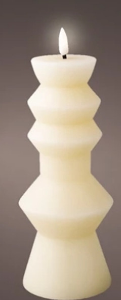 LED Battery Operated Geometric Wax Cream Candle  9.1"