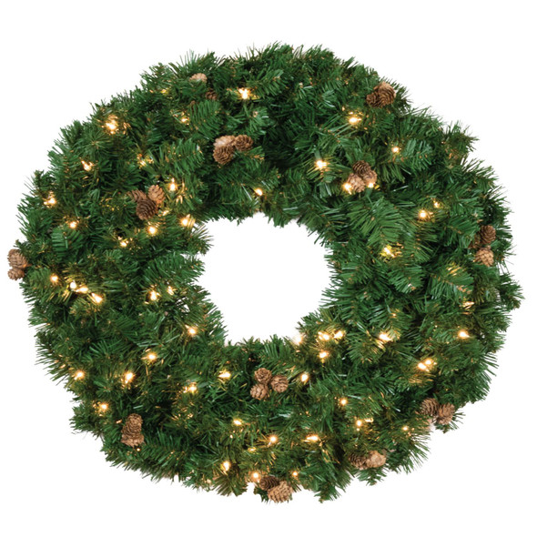 24" Scottsdale Spruce Wreath - Clear LED 