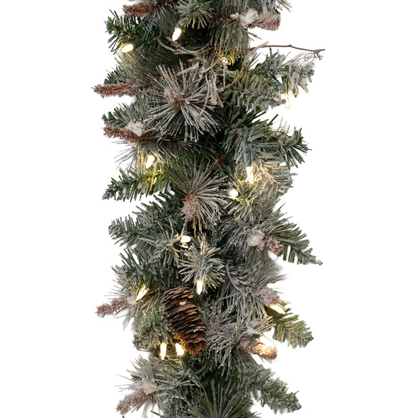9' X 12" Frosted Virginia Garland - Clear LED