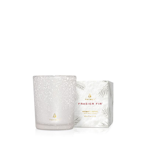 Thymes Frasier Fir Flocked Collection Votive Candle     2 oz.