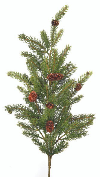 Plastic White Spruce with Cones Spray 29"