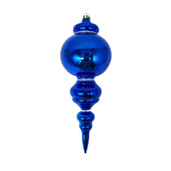 10" 5 tier Finial Blue w/silver Orn, Shatterproof, UV-treated Outdoor Safe 