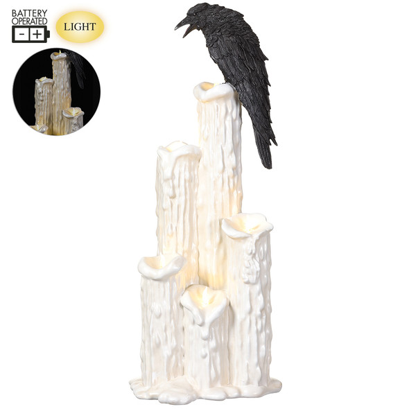 30.5" Battery Operated Candle with Crow