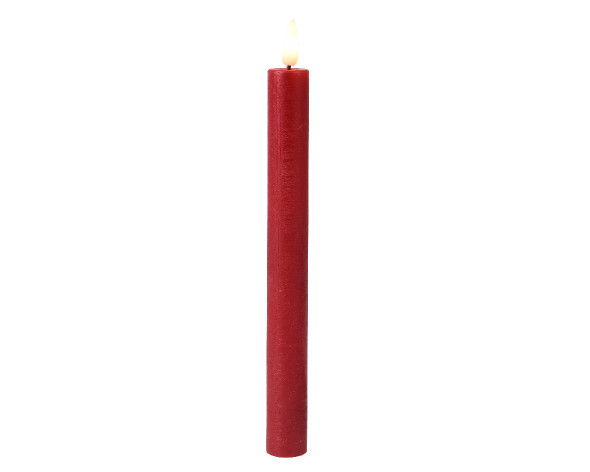 9.6" LED Wick, Wax Dinner Candle, Box of 2, Red