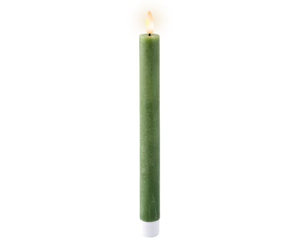 9.6" LED Wick, Wax Dinner Candle, Box of 2, Green