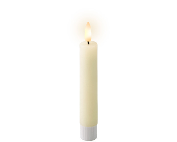 6.3" LED Wick, Wax Dinner Candle, Box of 2, Cream