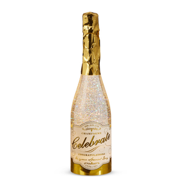 Lighted Champagne Bottle with Swirling Glitter 12.5"