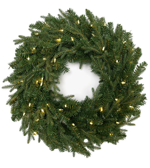 36" Cumberland Fir Wreath - Clear LED 