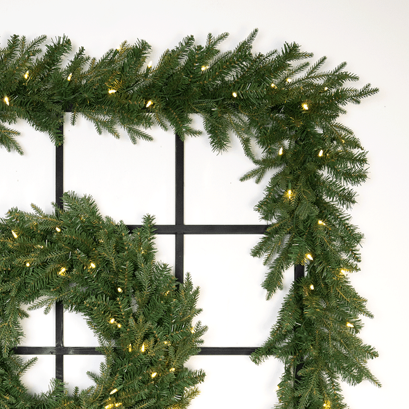 9' X 14" Cumberland Fir Garland - Clear LED