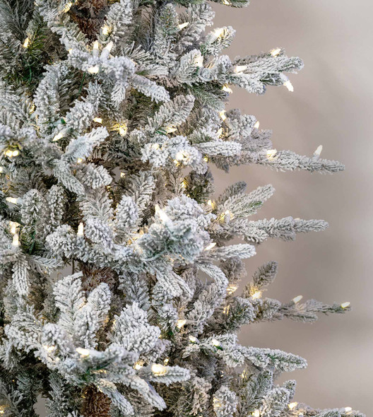 7.5' Flocked Appalachian Fir TREE - CLEAR LED 