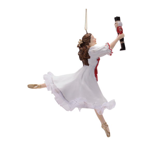 Resin Ballerina with Nutcracker Ornament 5.75" Resin Ballerina with Nutcracker Ornament 5.75"