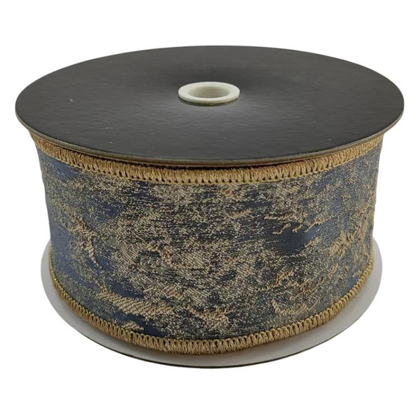 Doupion Ribbon Blue Gold 2.5" X 10Yds 