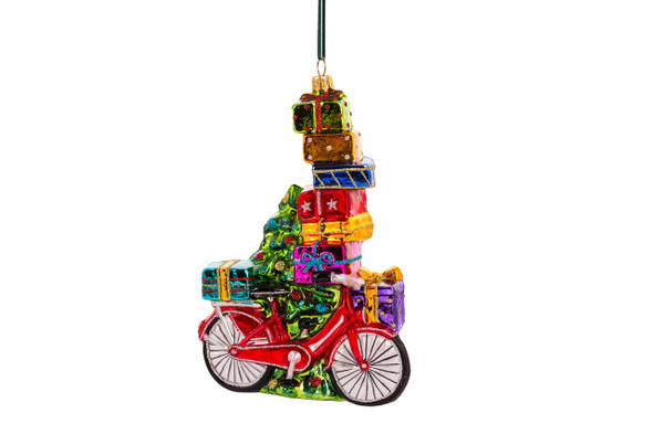 Huras Family Bike with Gifts Piled High Ornament 