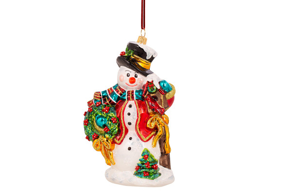 Huras Family Kensington Snowman European Blown Ornament 