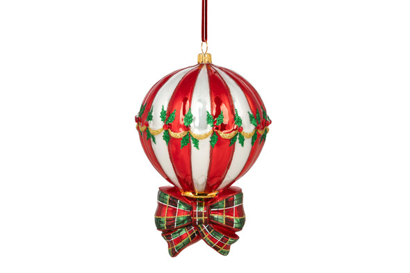 Huras Family Festive Hot Air Balloon European Blown Ornament 