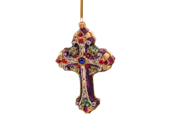 Huras Family Jewel-colored Cross Ornament 