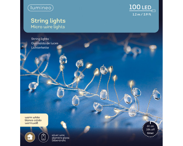 Micro LED Warm White Cluster 100 Light Set 3.93 ft. B/O on Silver Wire Micro LED Warm White Cluster 100 Light Set 3.93 ft. B/O on Silver Wire