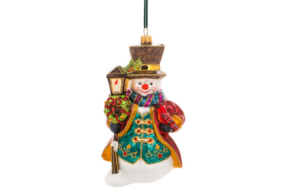 Huras Family 24K Gold Stylish Snowman European Blown Ornament 
