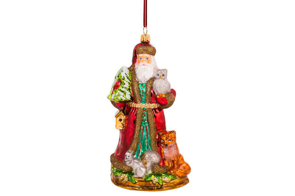 Huras Family Santa's Woodland Friends European Blown Ornament 