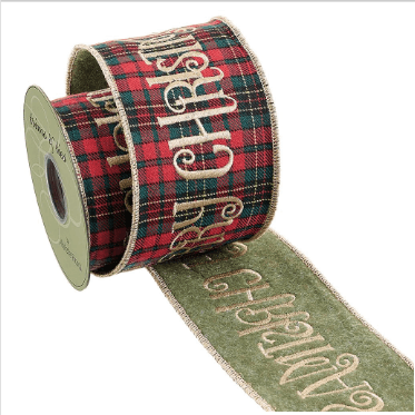 Merry Christmas Plaid Ribbon 4" x 5yds 