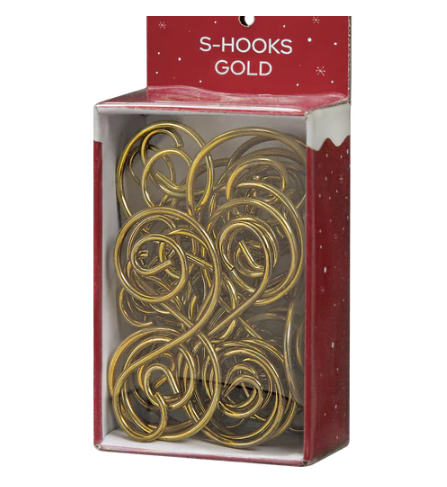 Old World Set of 24 Gold S-Hook Ornament Hanging Hook