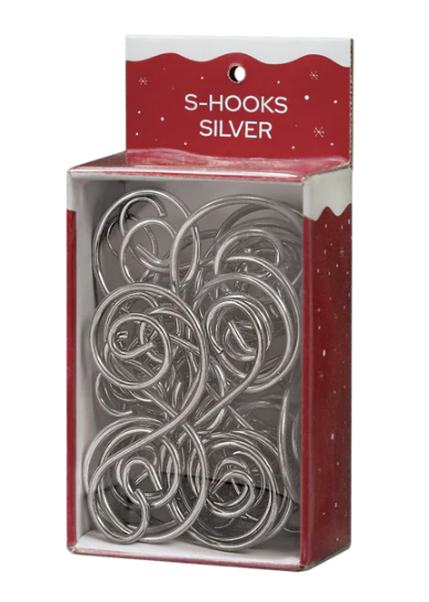 Old World Set of 24 Silver S-Hook Ornament Hanging Hook