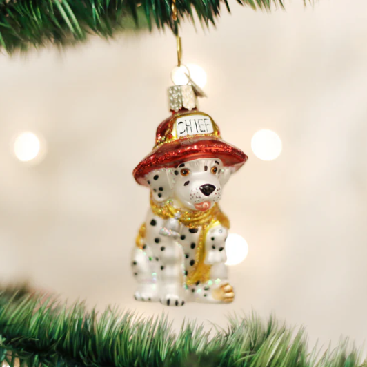 Old World Dalmatian Pup Glass Christmas Ornament