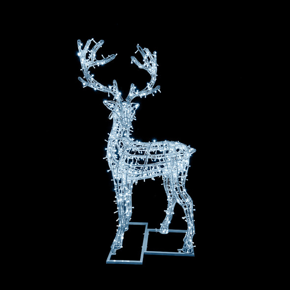 6' Silver Reindeer With 1000 Cool White LED Lights