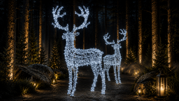 8' Silver Reindeer With 1000 Cool White LED Lights
