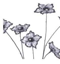 30" Black Jeweled Lace Flower Spray