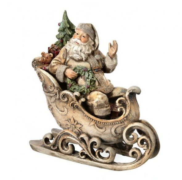 Rustic Santa in Sleigh 12"