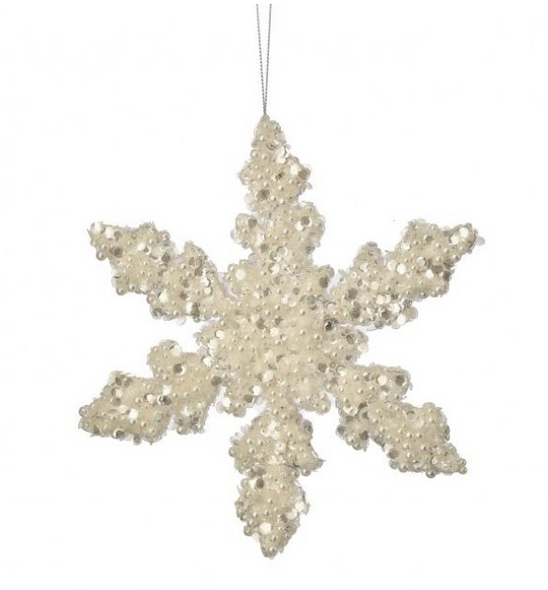 Iced Sequin/Pearl Snowflake 8"