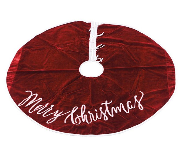 48" Red Velvet w/Merry Christmas Embroidery Tree Skirt