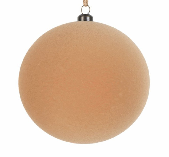 5" Tan Velvet Flocked Ball Ornament