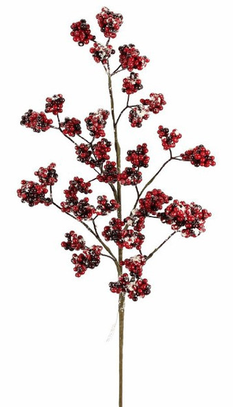 28" Red/Burgundy Snow Cluster Berry Spray
