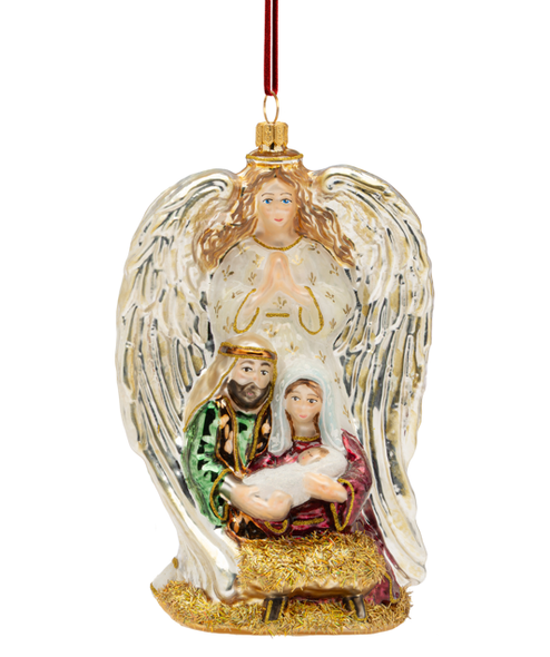 Huras Family Sheltered in Grace European Blown Ornament