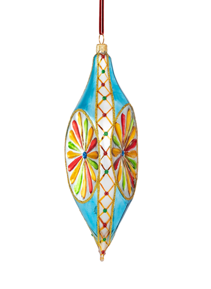 Huras Family Merry & Bright Oxford Drop European Blown Ornament